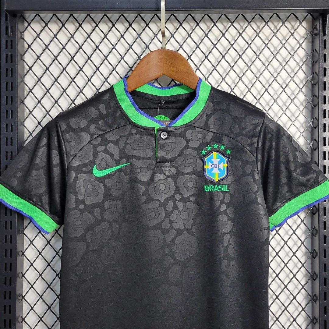 Brazil "Black Leopard" Kids Size Limited Jersey