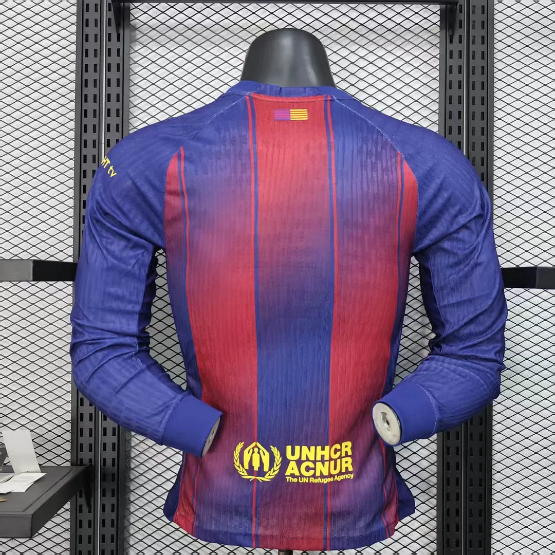 2025-2026 Barcelona Home Kit Long Sleeve