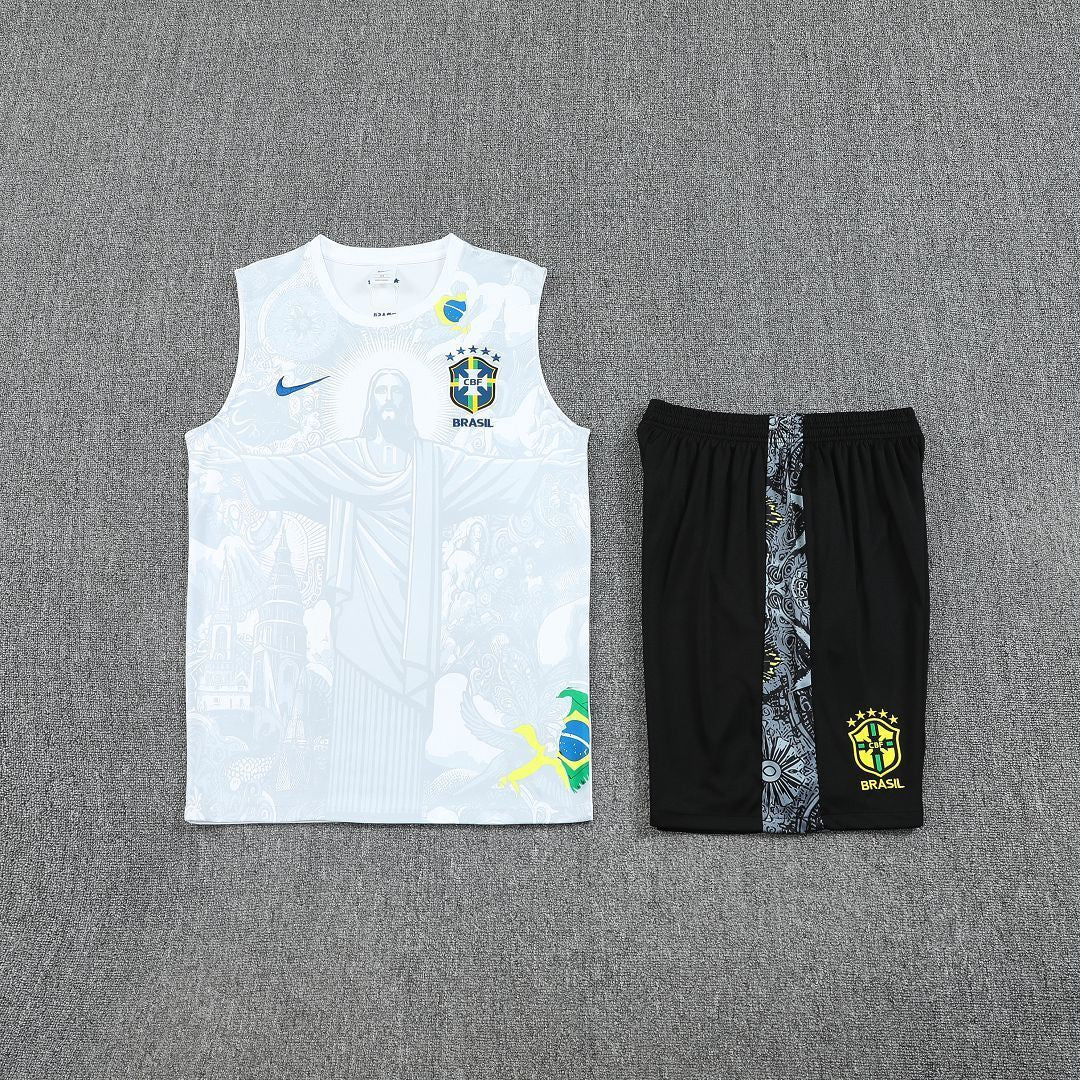 Brazil "Jesus" White Tank Top Set