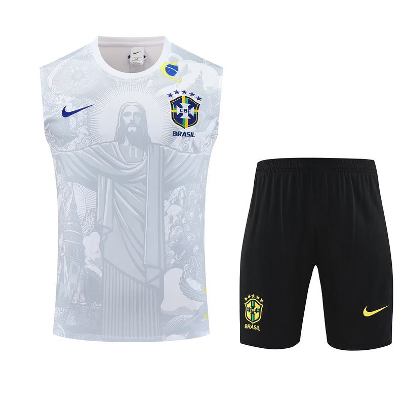 Brazil "Jesus" White Tank Top Set