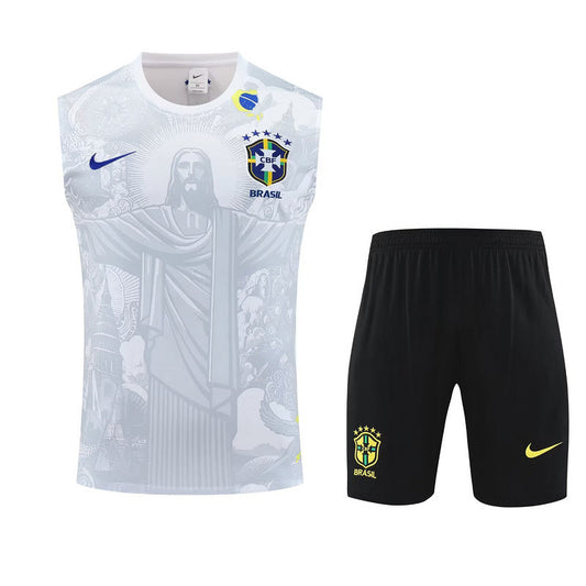 Brazil "Jesus" White Tank Top Set