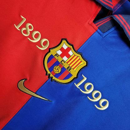 1999-2000 Retro Barcelona 100th Anniversary Home Jersey Long Sleeve